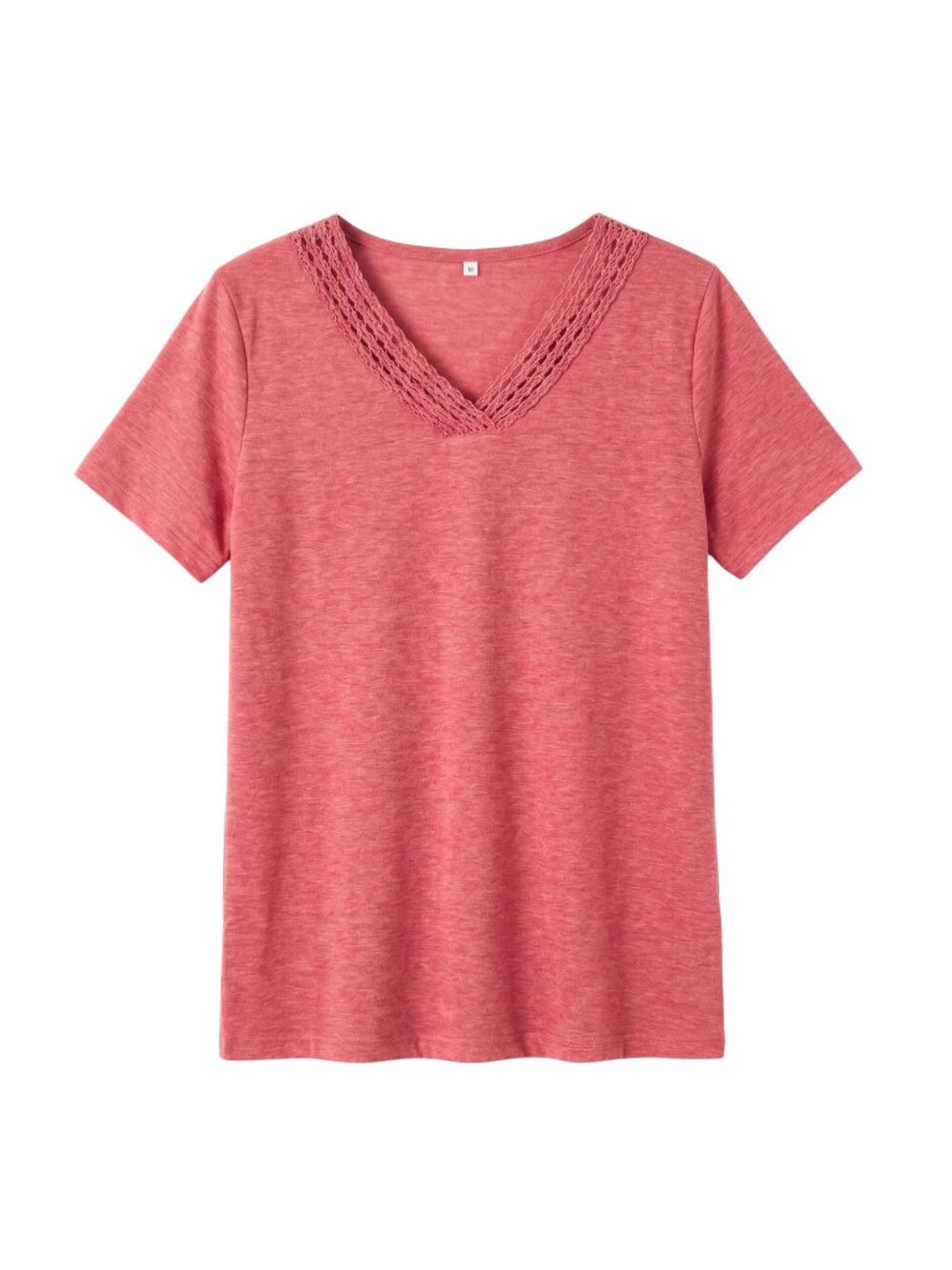 NWT | Heather Rose V-Neck Crochet Lace Inset Short Sleeve Knit Top | Medium
